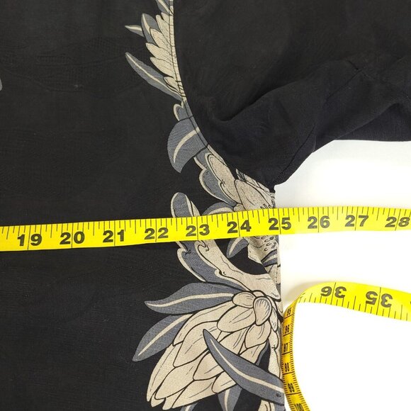 Tommy Bahama‎ Shirt Mens Large Black Floral Frond Hawaiian Wood Button 100% Silk - Picture 6 of 11